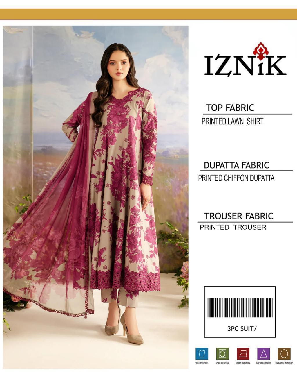 3 Pcs Women's Unstitched Printed Suit Purple - Iznik