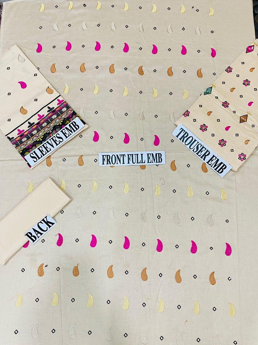 2 Pcs Women's Unstitched Embroidered Linen Suit