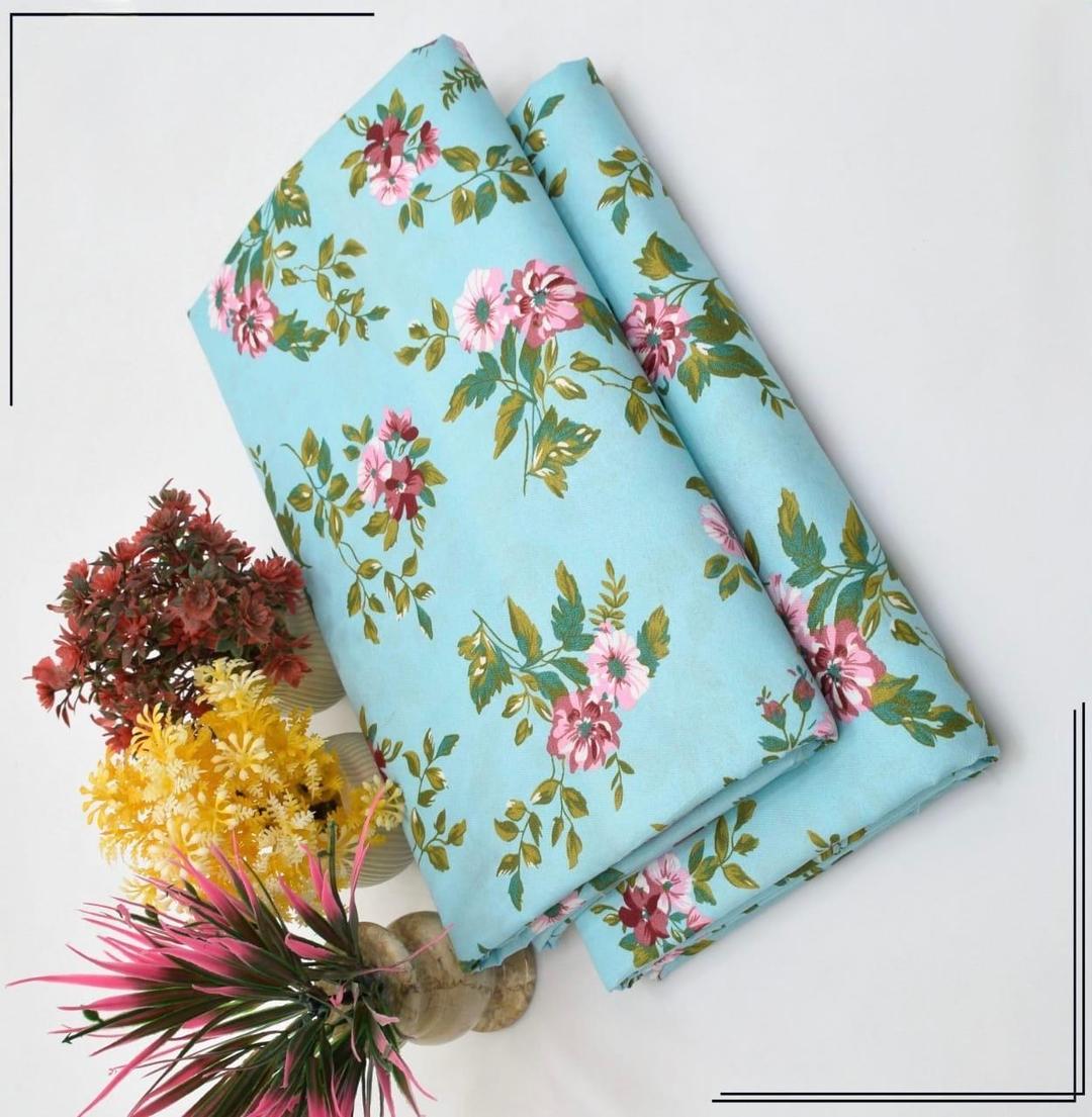 Printed 2-Piece Unstitched Polo Cotton Suit - Blue