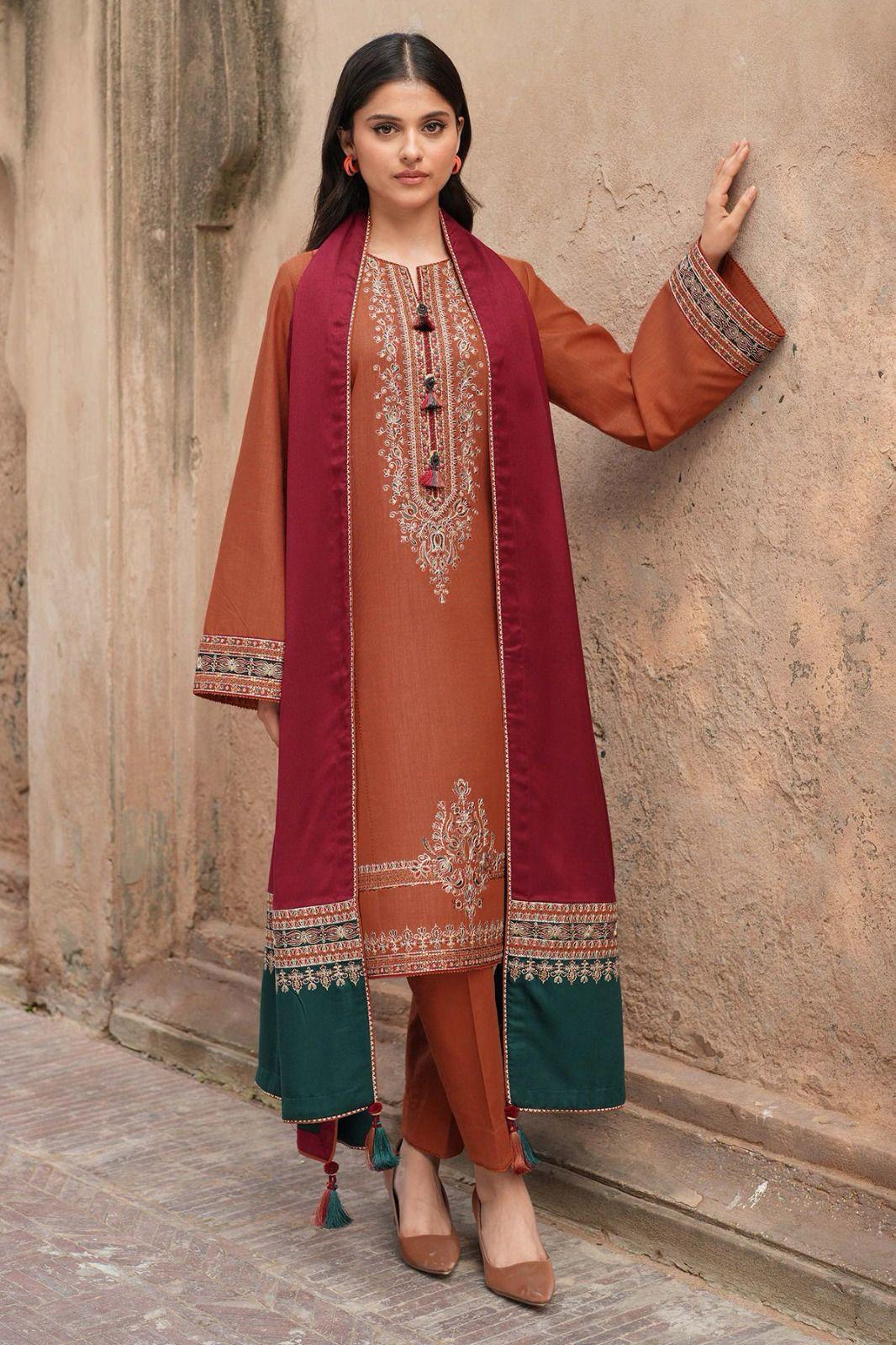 Vibrant 3-Piece Unstitched Lawn Suit - Orange
