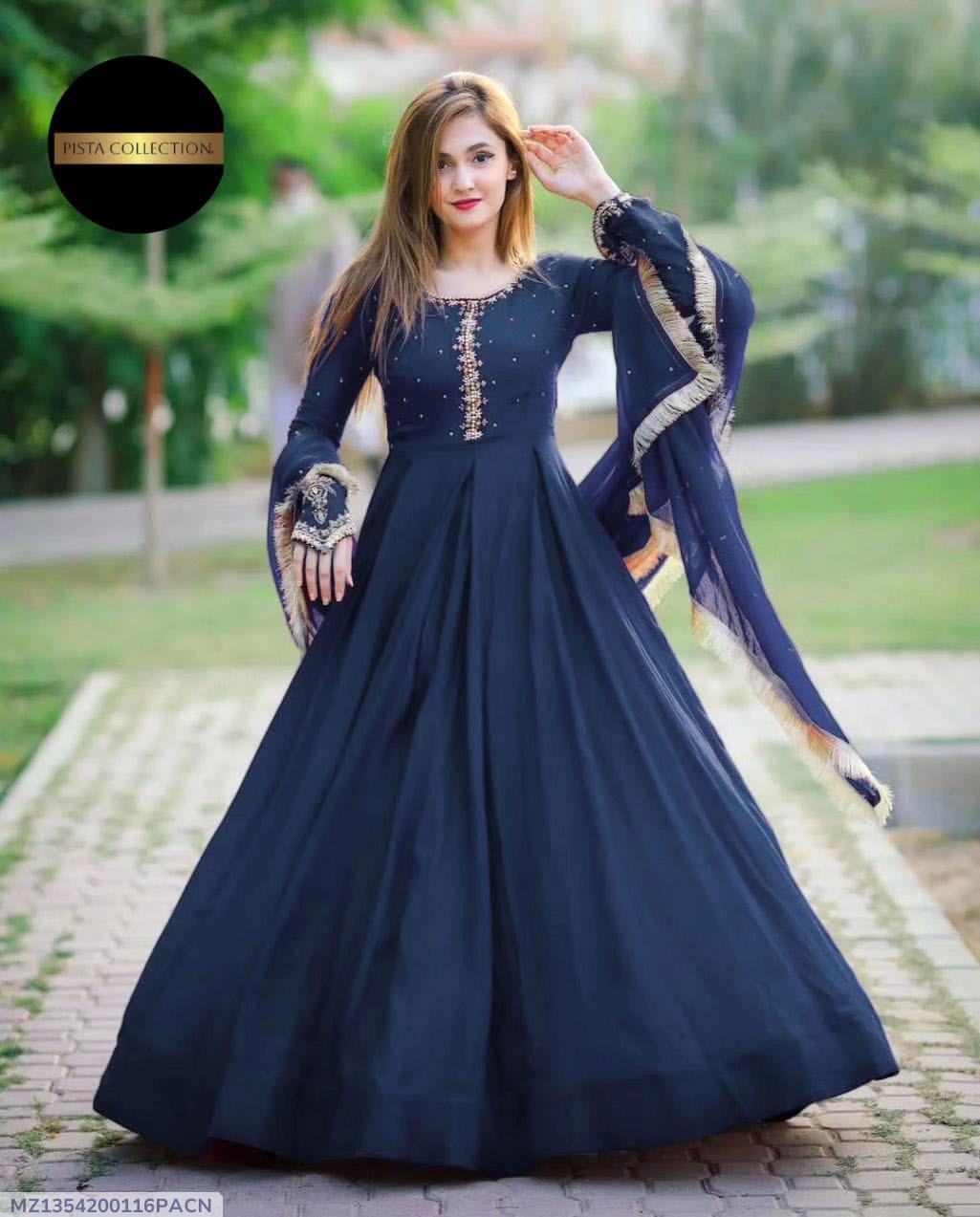 3 Pcs Women's Stitched Embroidered Maxi Suit