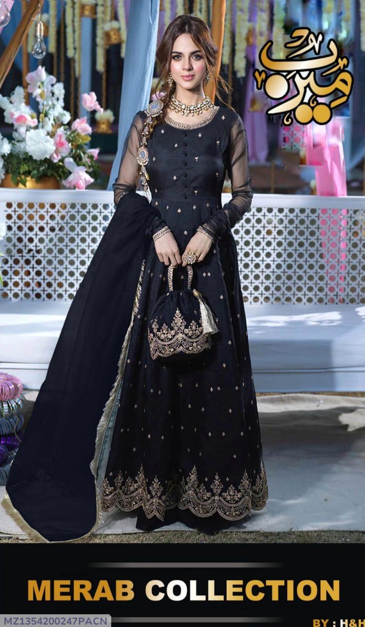 4 Pcs Women's Stitched Embroidered Maxi Suit