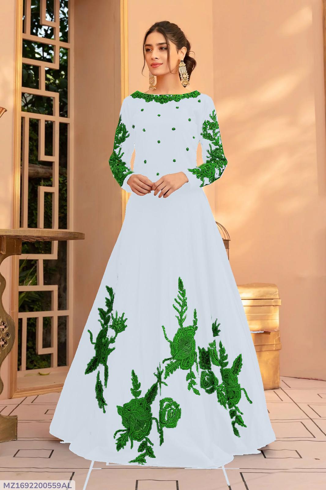 1 Pc Women's Stitched Embroidered Maxi