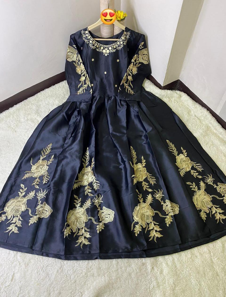 1 Pc Women's Stitched Embroidered Maxi Black