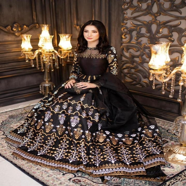 3 Pcs Women's Stitched Fancy Katan Silk Printed Maxi